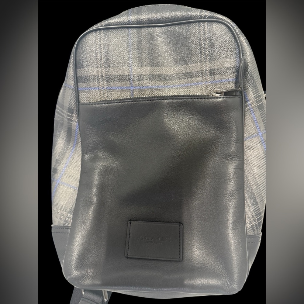 Coach Black and Silver Plaid men’s bag!!